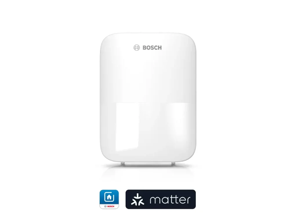 Detector de movimiento Bosch Smart Home II [+M] en blanco, con iconos de Bosch Home y Matter