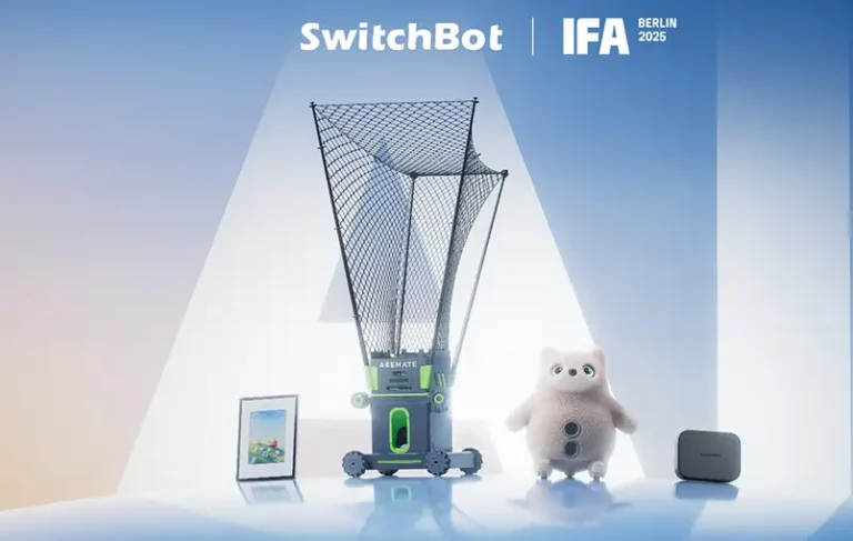 SwitchBot en IFA 2025: portada con Acemate robot de tenis, AI Pet emocional, AI Art Frame E Ink Spectra 6 y AI Hub con VLM para smart home