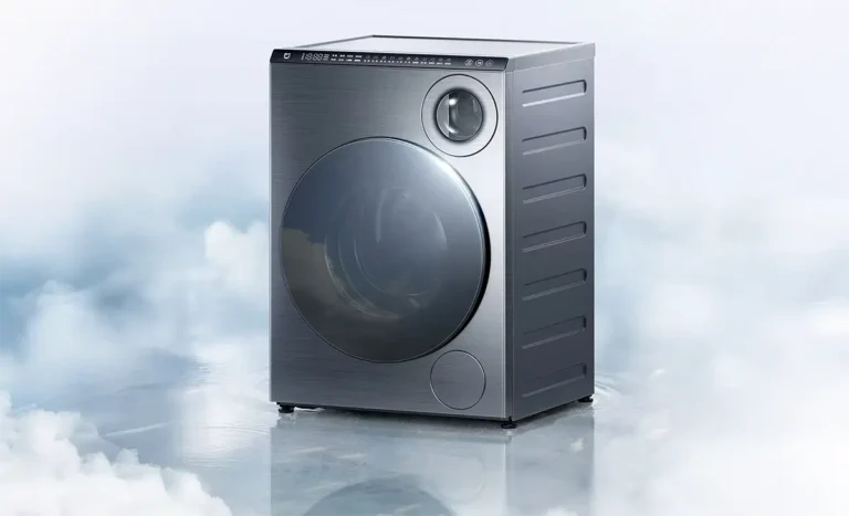 Lavadora de doble tambor Xiaomi Mijia Dual-Zone con acabado metálico. Se muestra su diseño de carga frontal con el tambor principal de 10 kg y el tambor secundario superior para ropa delicada.
