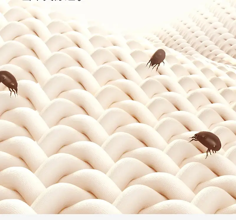 Modo antiácaros de la manta eléctrica Xiaomi: imagen ampliada que muestra los ácaros sobre el tejido que la función de calor ayuda a eliminar
