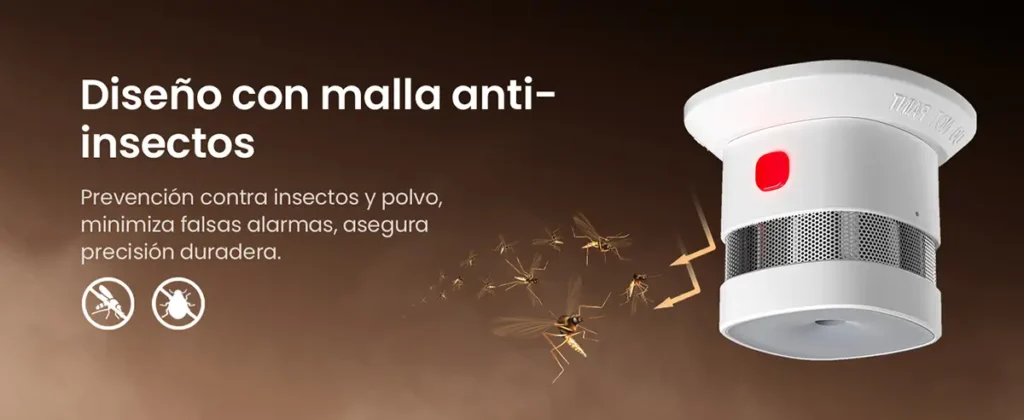 Detector de humo Heiman HS1SA-M con diseño de malla anti-insectos para minimizar falsas alarmas