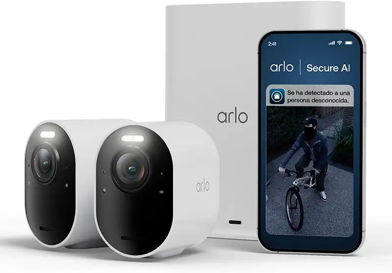 Cámara de vigilancia exterior Arlo Ultra 3 con vídeo 4K HDR y detección por IA