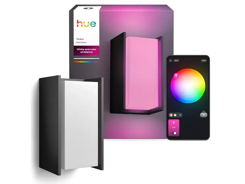 Philips Hue Turaco aplique de pared para exterior en color antracita con luz blanca y de color (RGBW)