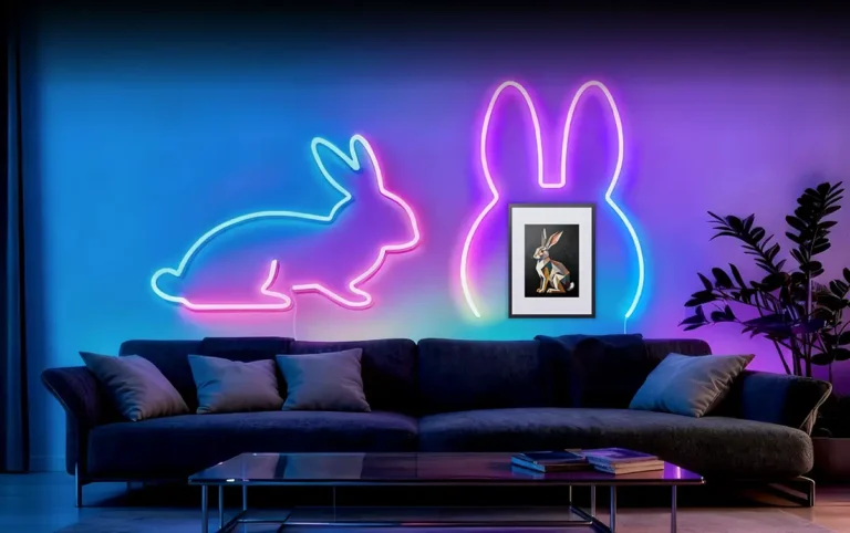 SwitchBot RGBIC Neon Rope Light instalada en pared con efecto neón y colores degradados