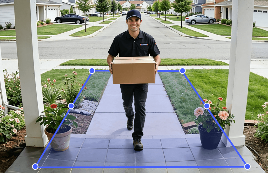 Aqara Doorbell Camera G400 detectando a un repartidor dentro de una zona configurada