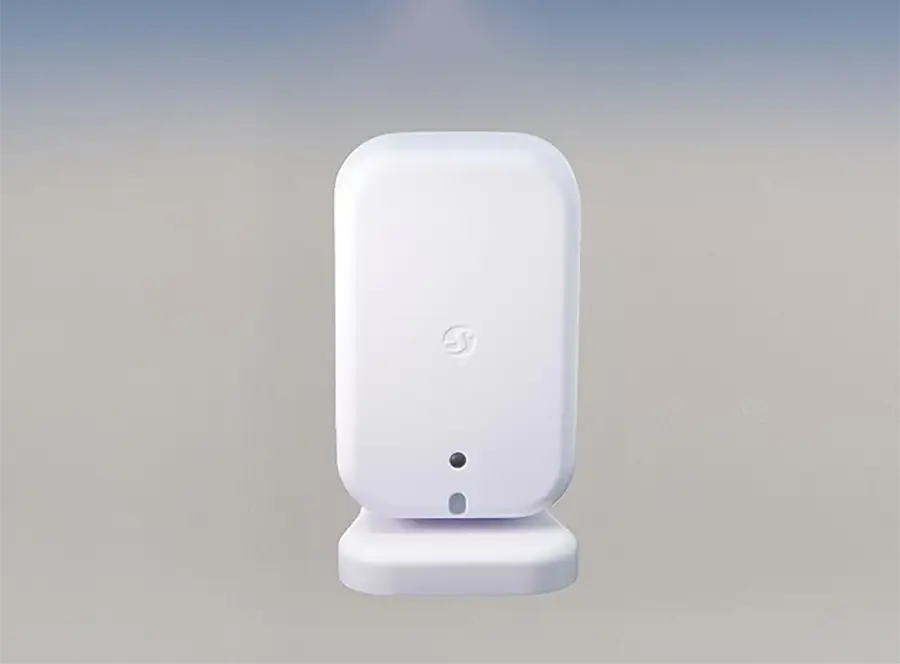 Shelly Presence Gen4 sobre su base en color blanco