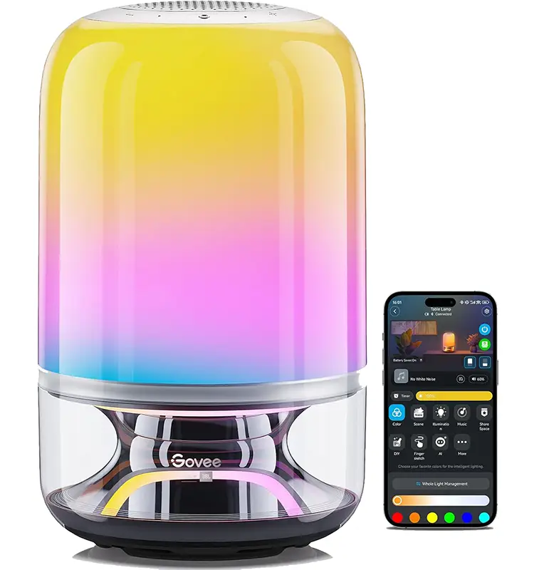 Govee Table Lamp 2 Pro x Sound by JBL con iluminación multicolor