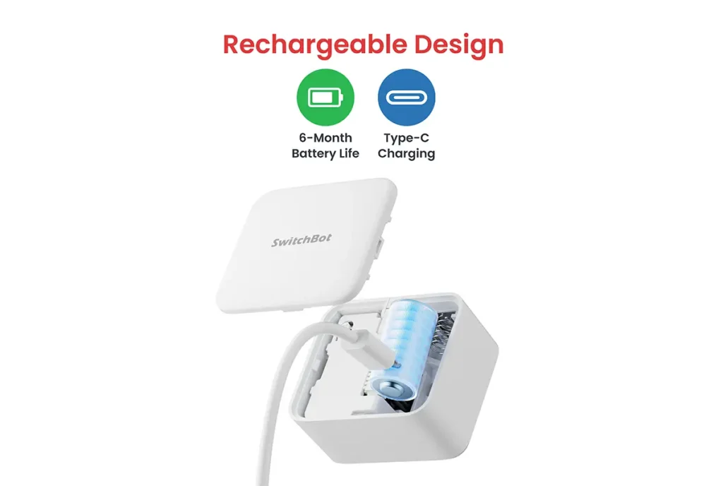 SwitchBot Bot Rechargeable con batería recargable USB-C y autonomía de hasta 6 meses