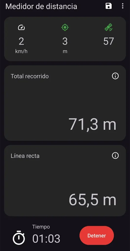 Prueba de alcance cercano del UGREEN FineTrack Slim Smart Finder G con una distancia aproximada de 65 metros en línea recta