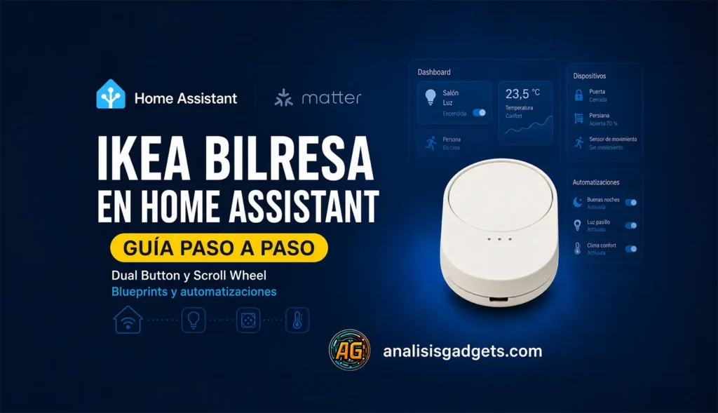 Portada del tutorial para configurar IKEA BILRESA en Home Assistant con blueprints y automatizaciones para Dual Button y Scroll Wheel