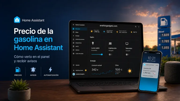 Portada del tutorial para ver el precio de la gasolina en Home Assistant y recibir avisos cuando suba o baje