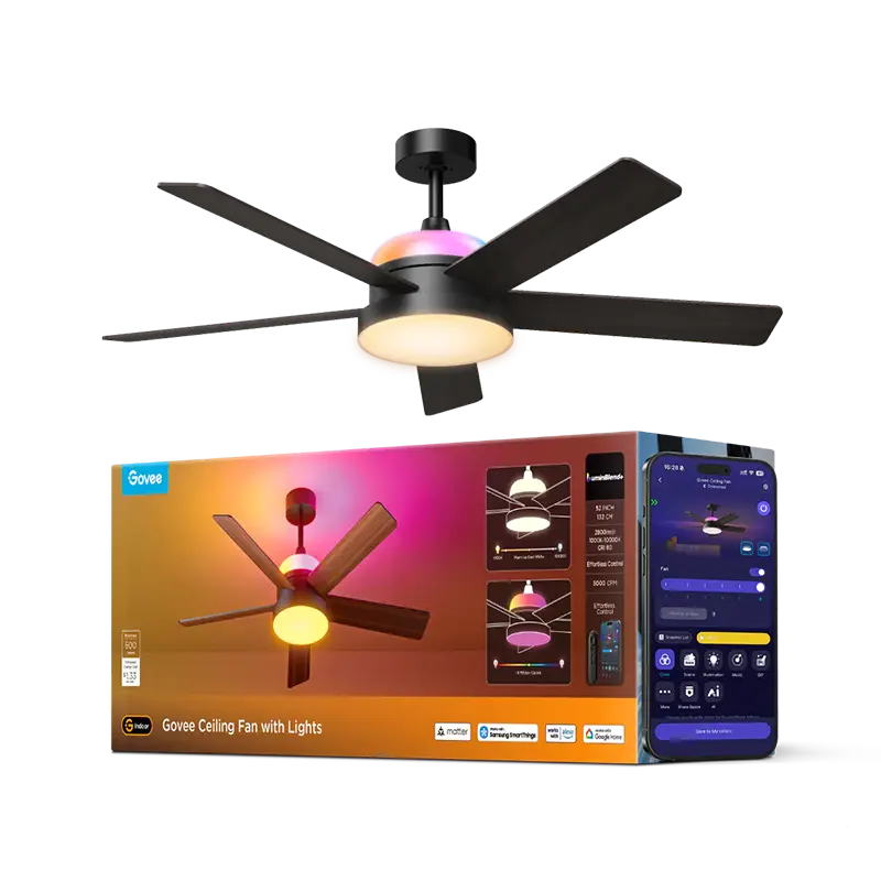 Ventilador de techo inteligente Govee H1310 con luz RGBIC y Matter