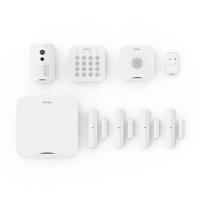 Alarma ANNKE con panel de control, sensores, sirena, teclado y PIR con cámara
