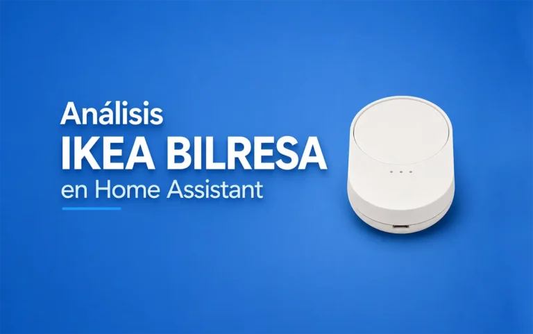 Análisis del IKEA BILRESA en Home Assistant con imagen del mando sobre fondo azul