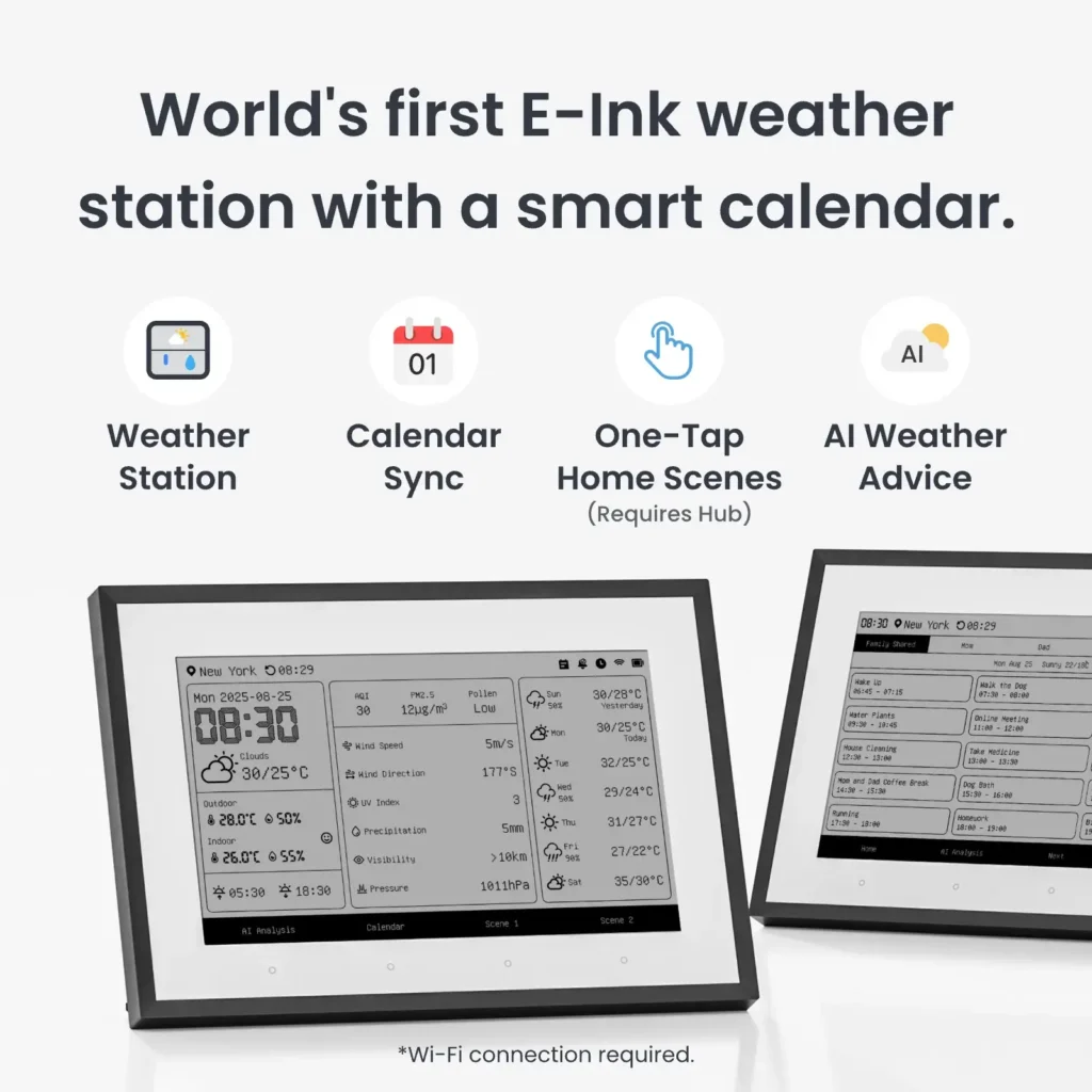 SwitchBot Weather Station con pantalla E-Ink, calendario inteligente, escenas del hogar y sugerencias meteorológicas con IA