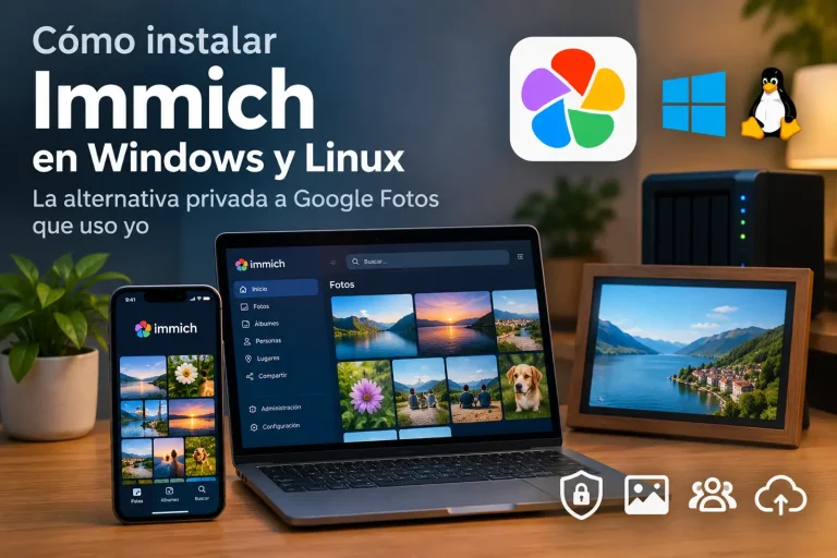 Portada del tutorial de cómo instalar Immich en Windows y Linux, la alternativa privada a Google Fotos